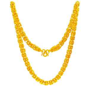 仿黄金项链男霸气龙头沙金链子镀金四方龙骨金色粗老板链送父亲礼