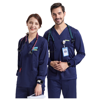 南欧鱼短袖医生秋冬季刷手服