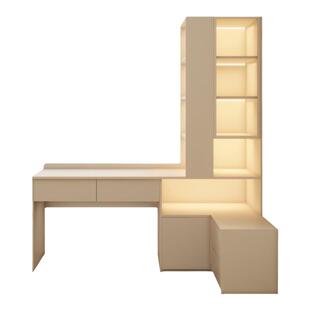 实木儿童转角书桌书架一体家用工作写字桌小户型电脑桌床头柜定制