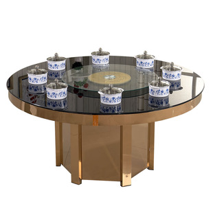 家用圆形新款火锅桌子电磁炉一体桌椅组合火锅桌小火锅锅一人一锅