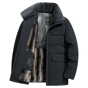 啄木鸟男士羽绒服翻领加绒加厚冬季中老年人短款爸爸冬装保暖外套