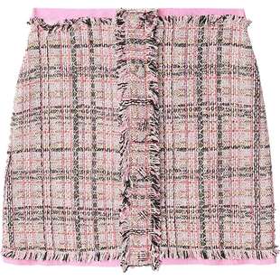 IT MSGM女装粗花呢半身裙新品甜美精致毛边装饰合身短裙02212AK