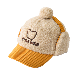 儿童帽子秋冬季毛绒护耳男女童雷锋鸭舌帽可爱保暖冬天宝宝棒球帽