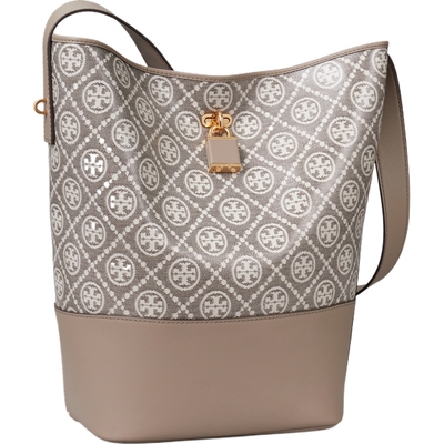 TORY BURCH 汤丽柏琦 T MONOGRAM 涂层提花水桶包 182860