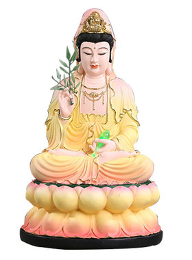 树脂玻璃钢粉彩供奉摆件观音佛像