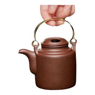 宜兴紫砂壶纯手工石瓢泡茶茶壶茶具单壶牛盖洋桶 紫泥240cc16孔
