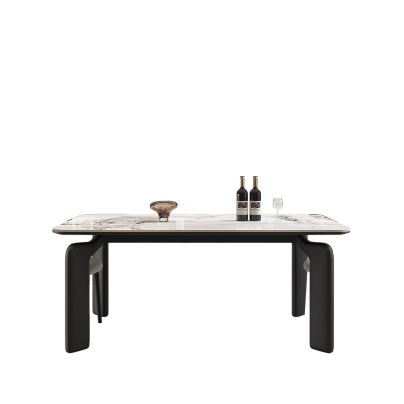 帅呆岩板餐桌椅子组合意式极简现代简约长方形小户型客厅吃饭桌子