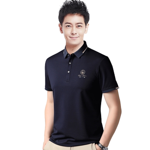 罗蒙男士短袖t恤男夏季潮流刺绣上衣2026新款翻领百搭POLO衫男款