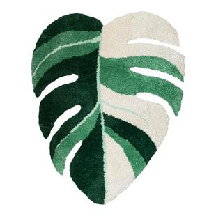 DDP原创手工tufting白锦龟背叶绿植簇绒地毯家用卧室浴室机洗定制