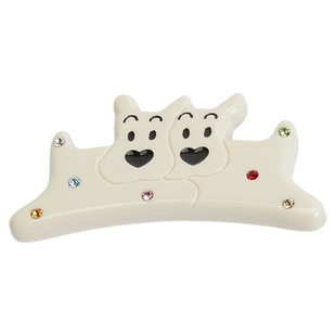 Tagi.两只小狗彩色镶嵌钻石可爱醋酸刘海夹发卡发夹