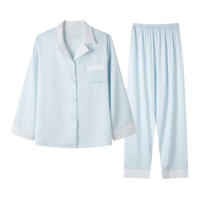 BYFORD/百富【盐系奢华】睡衣女丝滑绸缎面春秋简约家居服套装