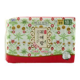韩国进口正品LG贵爱娘闺艾朗卫生巾姨妈巾纯棉日用25cm中号/18片
