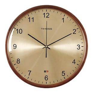TIMESS胡桃实木钟表挂钟家用客厅现代简约时钟挂墙卧室静音石英钟