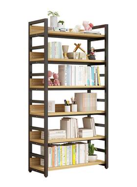 书架落地储物架简约客厅钢木货架子展示架儿童书柜铁艺多层置物架