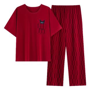 高个子加长版170-175CM睡衣夏天薄款全棉质短袖长裤家居服180女士