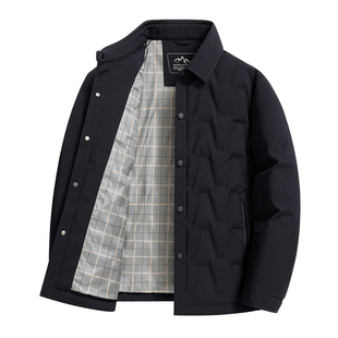 男士轻薄羽绒服2025新款中年爸爸冬装商务翻领鸭绒外套中老年夹克