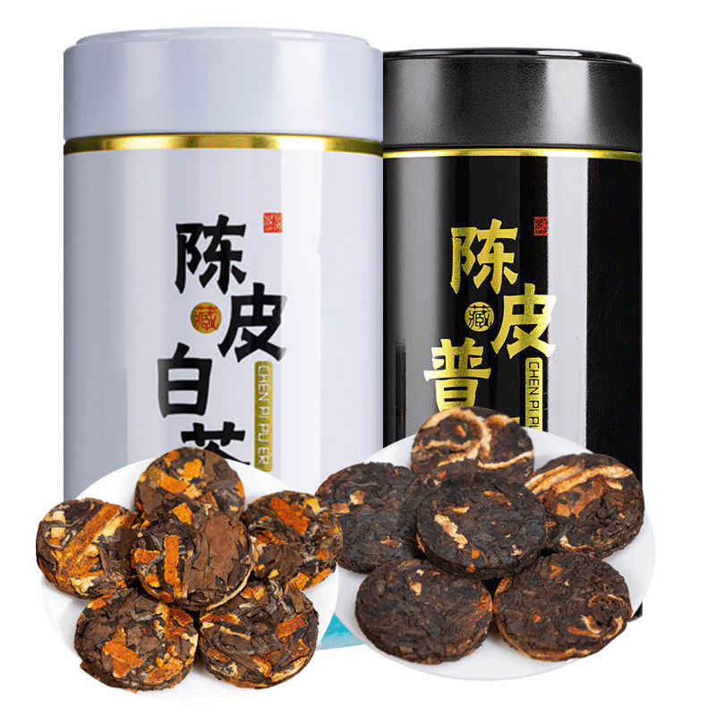 陈皮老白茶新会陈皮普洱熟茶组合