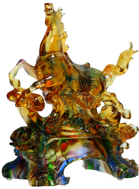 办公室摆件上档次琉璃马工艺品