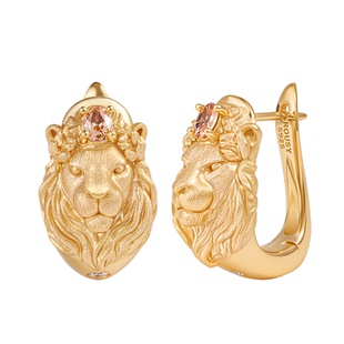 《王之领地》复古设计高级感宫廷气质狮子精致纯银镀金耳扣耳环女