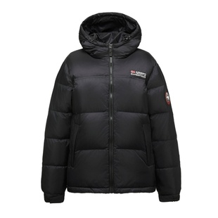 GN那崴地理男女短款户外防风雨连帽拼接加厚防寒高蓬松蓄热羽绒服