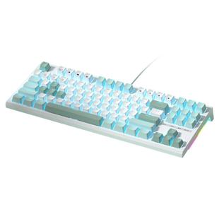 RKR87机械键盘有线电脑办公茶青轴电竞游戏银轴线性轴热插拔白色