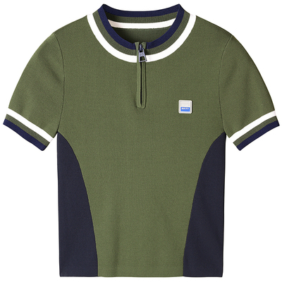 Miss Sixty针织衫上衣女圆领短袖撞色拼接条纹美式复古休闲运动风