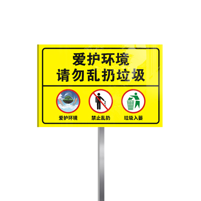 禁止乱扔垃圾爱护环境插地警示牌