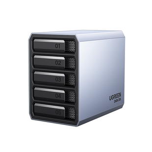 绿联硬盘阵列盒磁盘柜适用NAS扩展存储扩容铝合金多五盘位RAID外接SATA底座笼架读取器