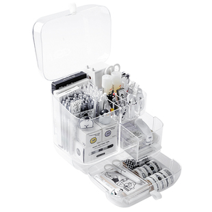 笔筒收纳盒轻奢高级感学生儿童男孩女孩带盖文具整理置物架简约办公室桌面可爱大容量多功能创意透明礼物摆件