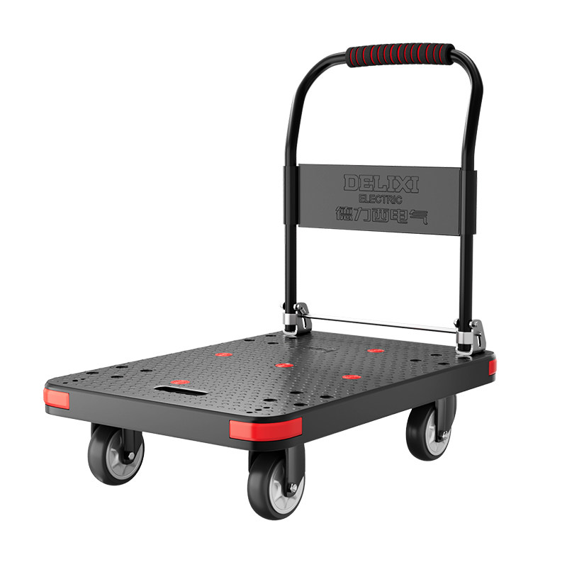 德力西电气手推车拉货搬运平板车折叠轻便小拉车取快递购物拖车