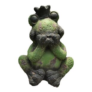 百亩家户外花园庭院草坪复古做旧禅意三不皇冠青蛙摆件装饰品造景