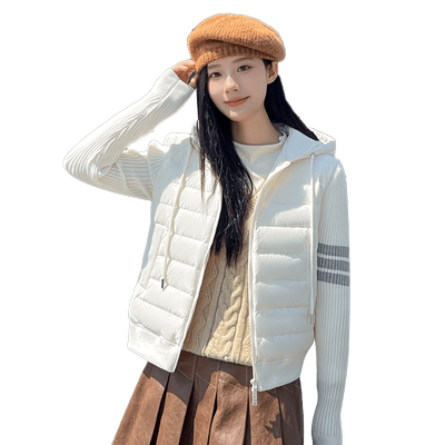 鸭鸭简约短款连帽羽绒服