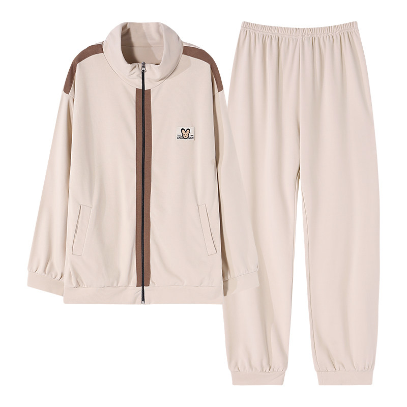 睡衣纯棉拉链女春秋季长袖家居服