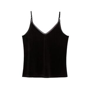 外搭叠穿金丝绒v领吊带小背心内搭打底搭配女 配西装外穿搭西服的
