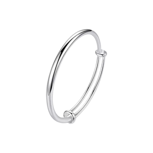 老凤祥足银素圈手镯女新款中式纯银光面镯子手饰情人节礼物送老婆