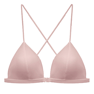 DPLAYSWEET甜美侧收粉色文胸女大胸显小美背缎面套装2026春季新款