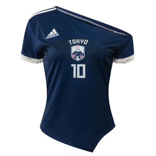 Adidas Remake足球球衣风辣妹风Jerseyfit斜肩修身T恤 ENCOMPASS