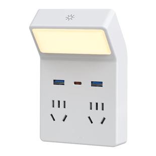 声控智能语音小夜灯卧室睡眠灯夜间家用新款插电床头台灯带插座灯