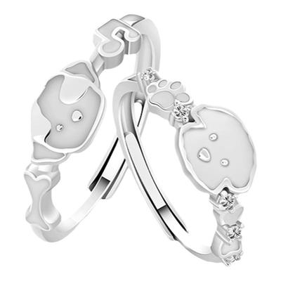 S999足银猫咪戒指小众设计