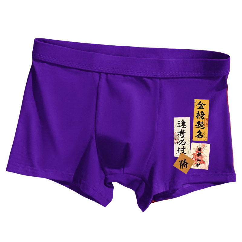 高考内裤男生纯棉紫色学生短裤头