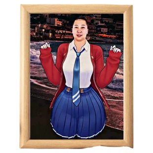 搞怪东北雨姐抽象表情包装饰画带派不老弟学生桌面相框摆台送朋友