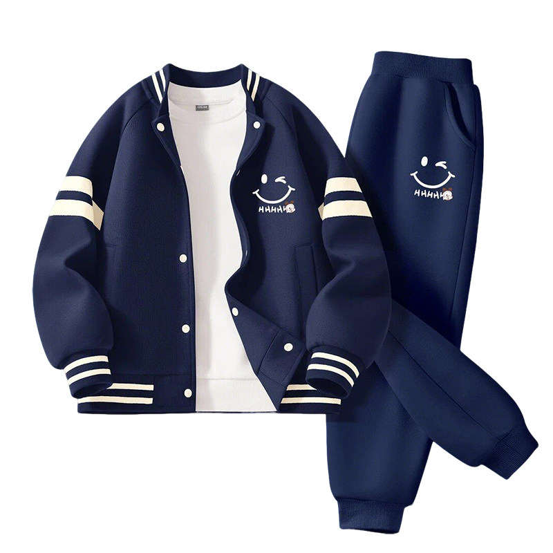 巴布豆童装男童套装棒球服两件套