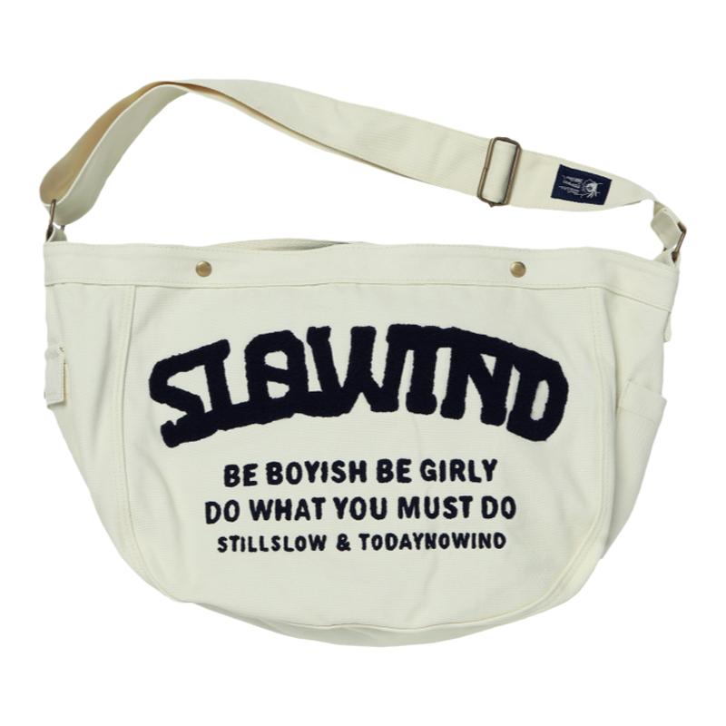 todaynowind X stillslow大容量斜挎报童包休闲帆布袋米白色卡其