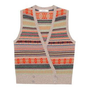 三所vintage 复古重工提花费尔岛双排扣开襟 11种颜色 纯羊毛马甲