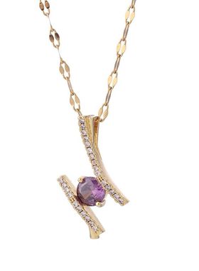 一生相恋钛钢项链女紫色吊坠