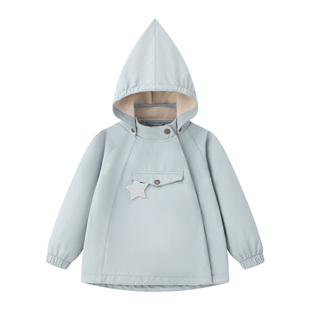 丹麦MINI A TURE童装春季中小男女童精灵帽户外软壳防水外套夹克