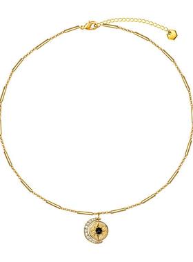 梨涡允允推荐HEYUISLAND黑鱼岛日月同辉可转动太阳月亮吊坠项链女