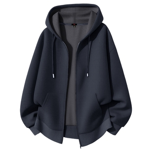 班尼路S&K加绒外套男款冬季连帽开衫卫衣高级感保暖藏青色夹克男A