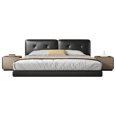 JORDON意式主卧大床真皮迪兰钢架悬浮床极简轻奢双人婚床头层牛皮