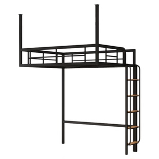 小户型现代铁艺挂壁床省空间架空床上层下空公寓悬挂床阁楼高架床